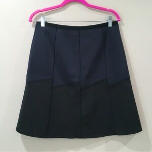 Elie Tahari Women M Black blue A Line Skirt Scuba Mid Rise Stretch Work Classic